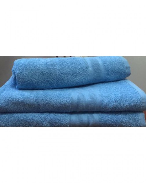 Махровое полотенце пл.420 гр/м2 с бордюром, голубое