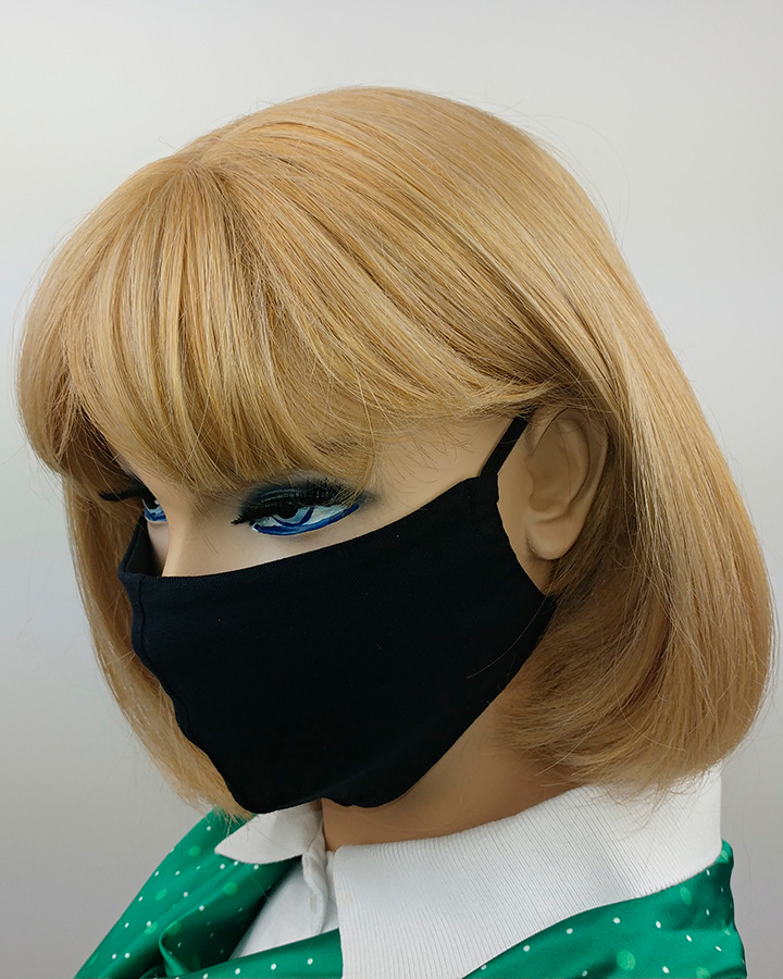 Защитные повязки на лицо, маска медицинская черная содель №2 спереди шов.