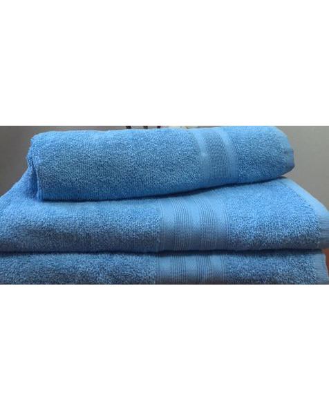 Махровое полотенце пл.420 гр/м2 с бордюром, голубое