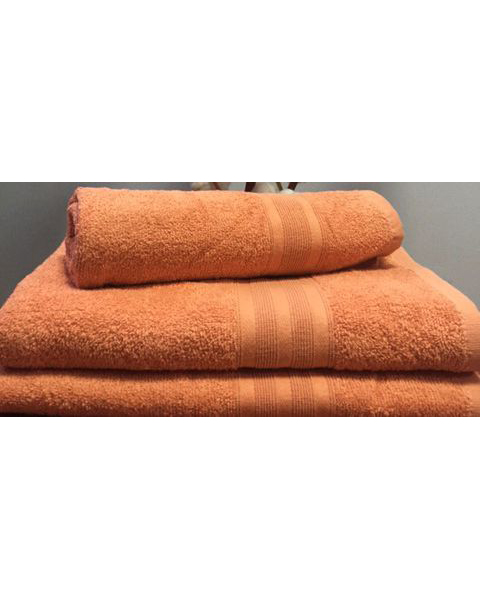 Махровое полотенце пл.420 гр/м2 с бордюром, лососевый