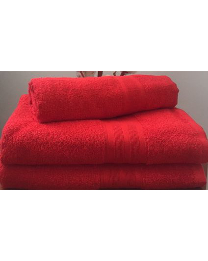 Махровое полотенце пл.420 гр/м2 с бордюром, красный